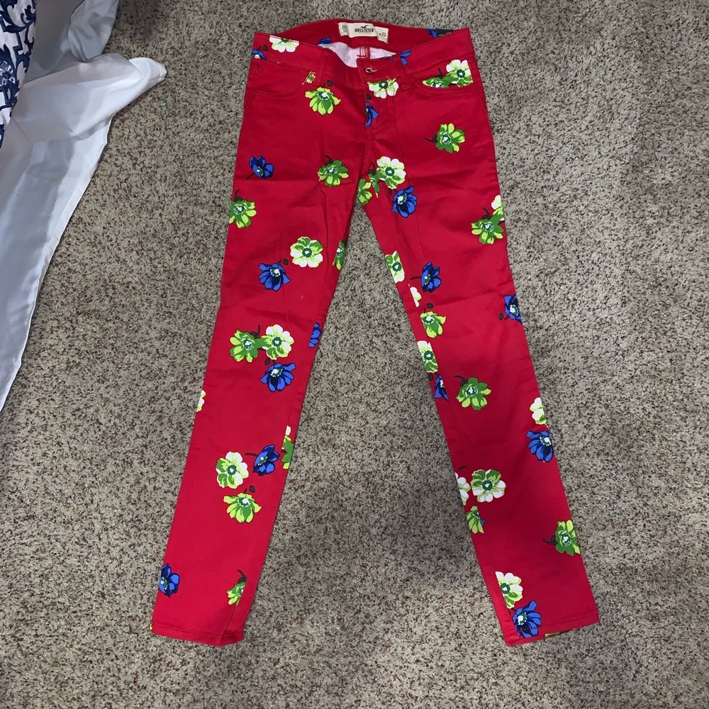 Hollister Red Floral Pants